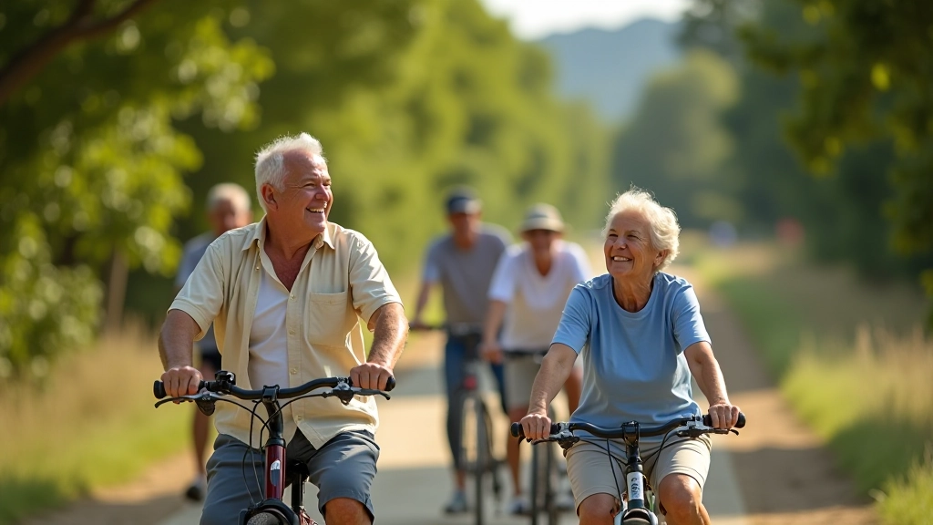 Grupo de ciclistas descansando en la vía verde